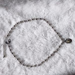 Aerie fleur de lis pendant necklace w silver beads